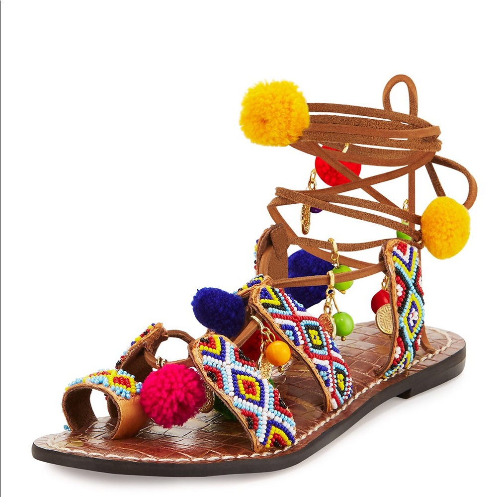 Sam Edelman Pom Pom flat sandals 7.5